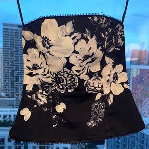 White House Black Market Black and White Floral Corset